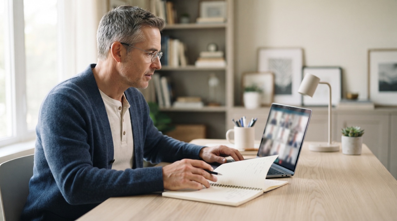 Writer reviewing AI text on computer screen