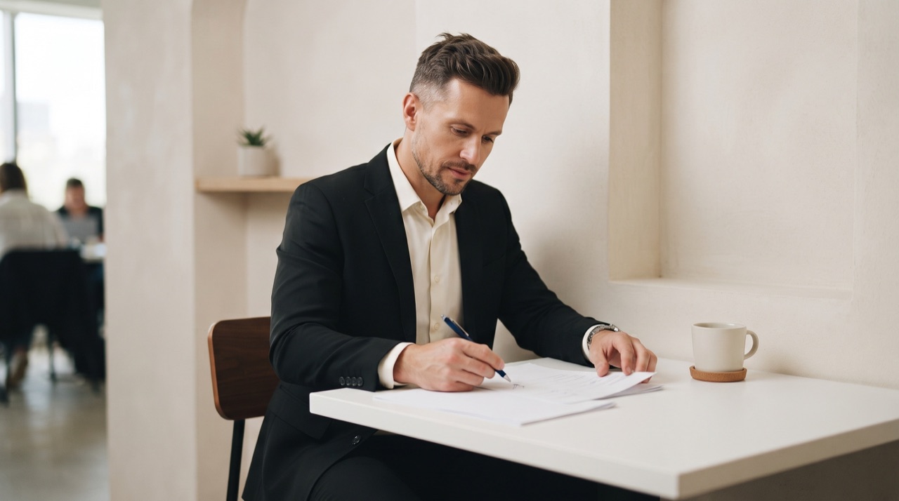 Person editing printed article with red pen