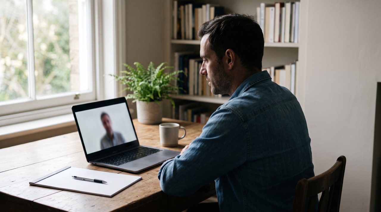 Writer reviewing AI-generated text on screen