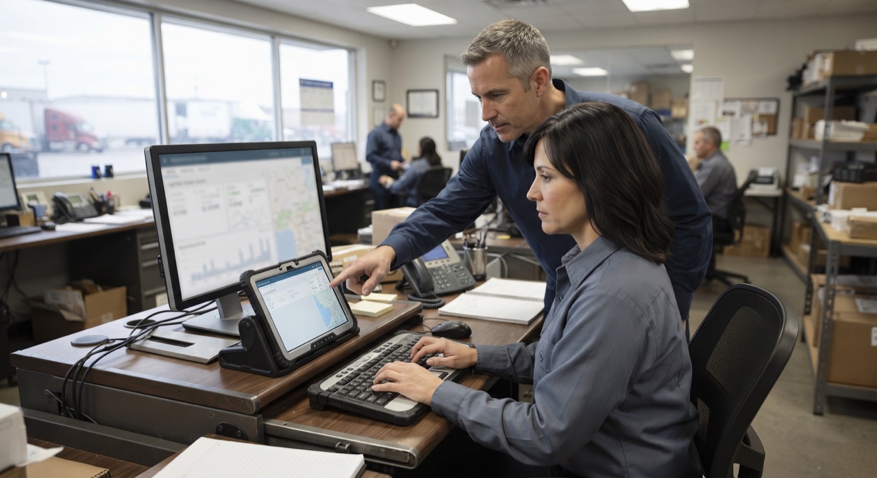 Marketer comparing traffic reports on tablet
